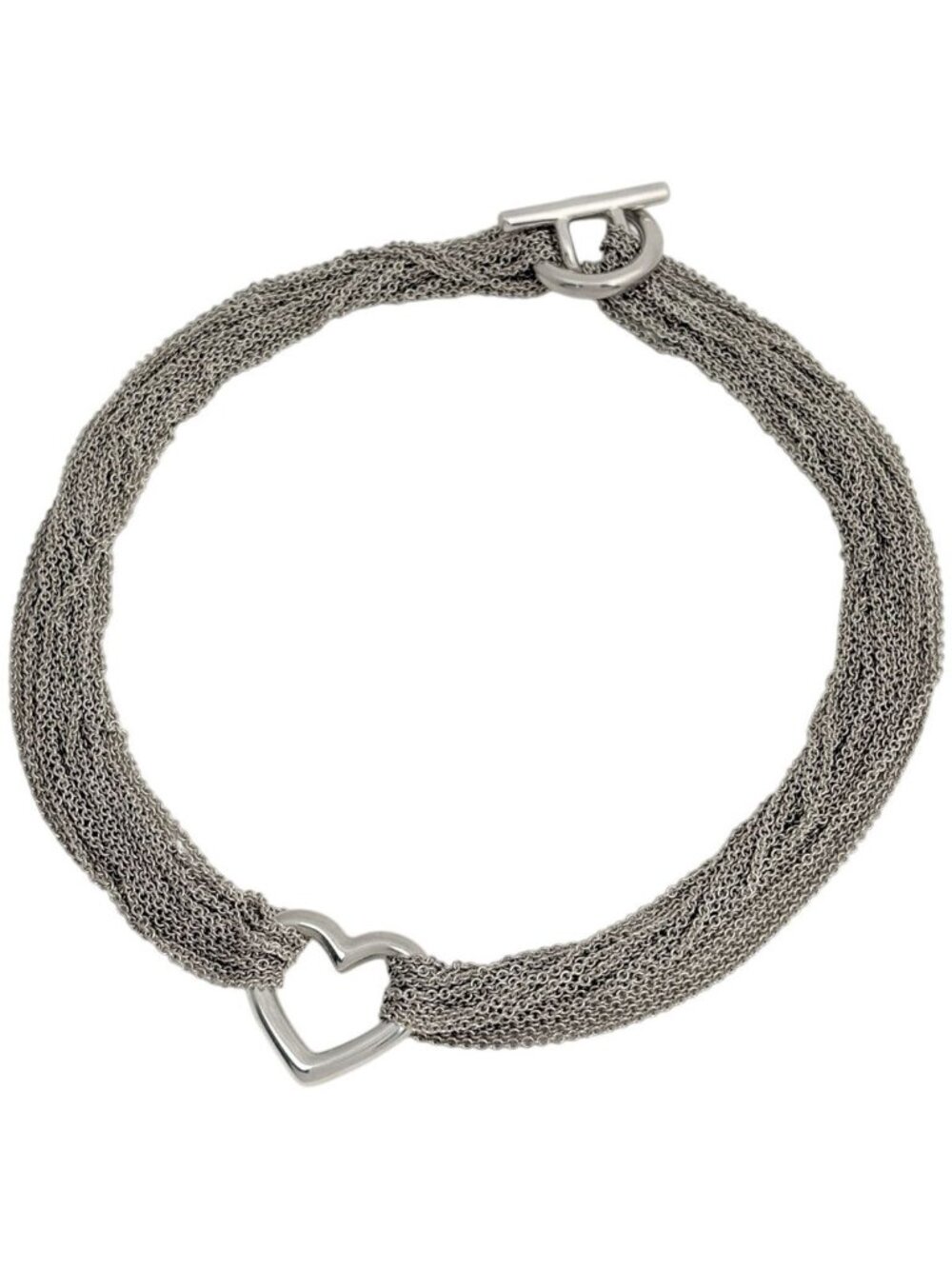 Tiffany & Co Open Heart Toggle Chain Necklace 925 Sterling Silver